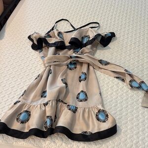 French Connection Beige and Blue Casual Dress Sz 4